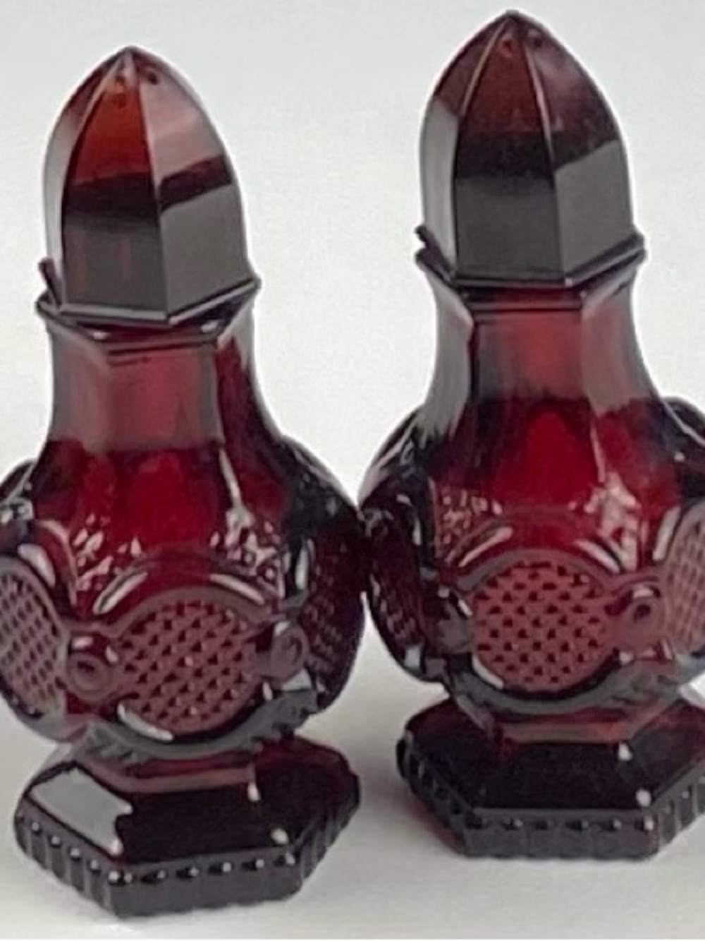 Deep Ruby Glass Salt and Pepper Shaker Set - Avon